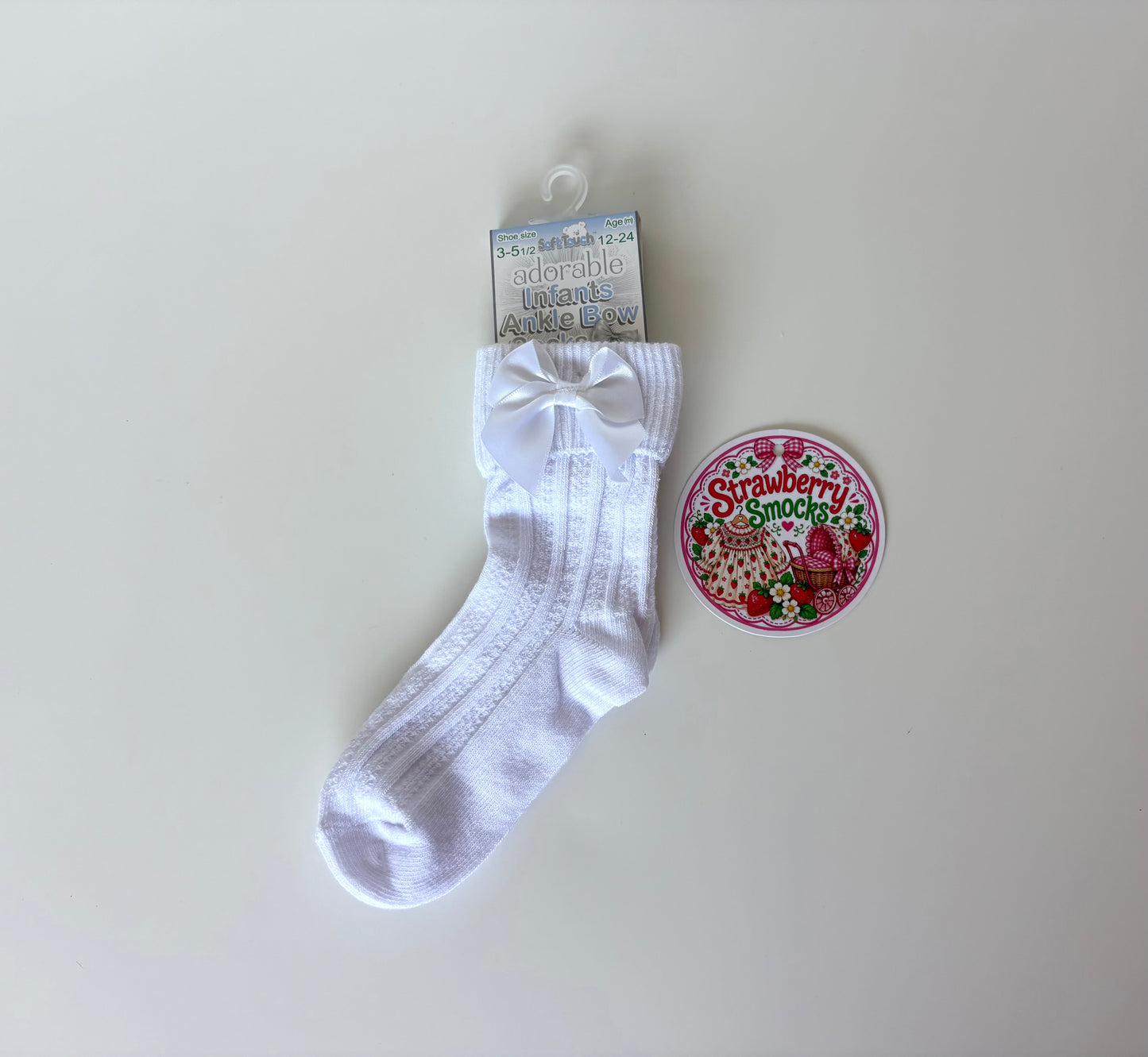 Soft Touch Ankle Bow Socks - White
