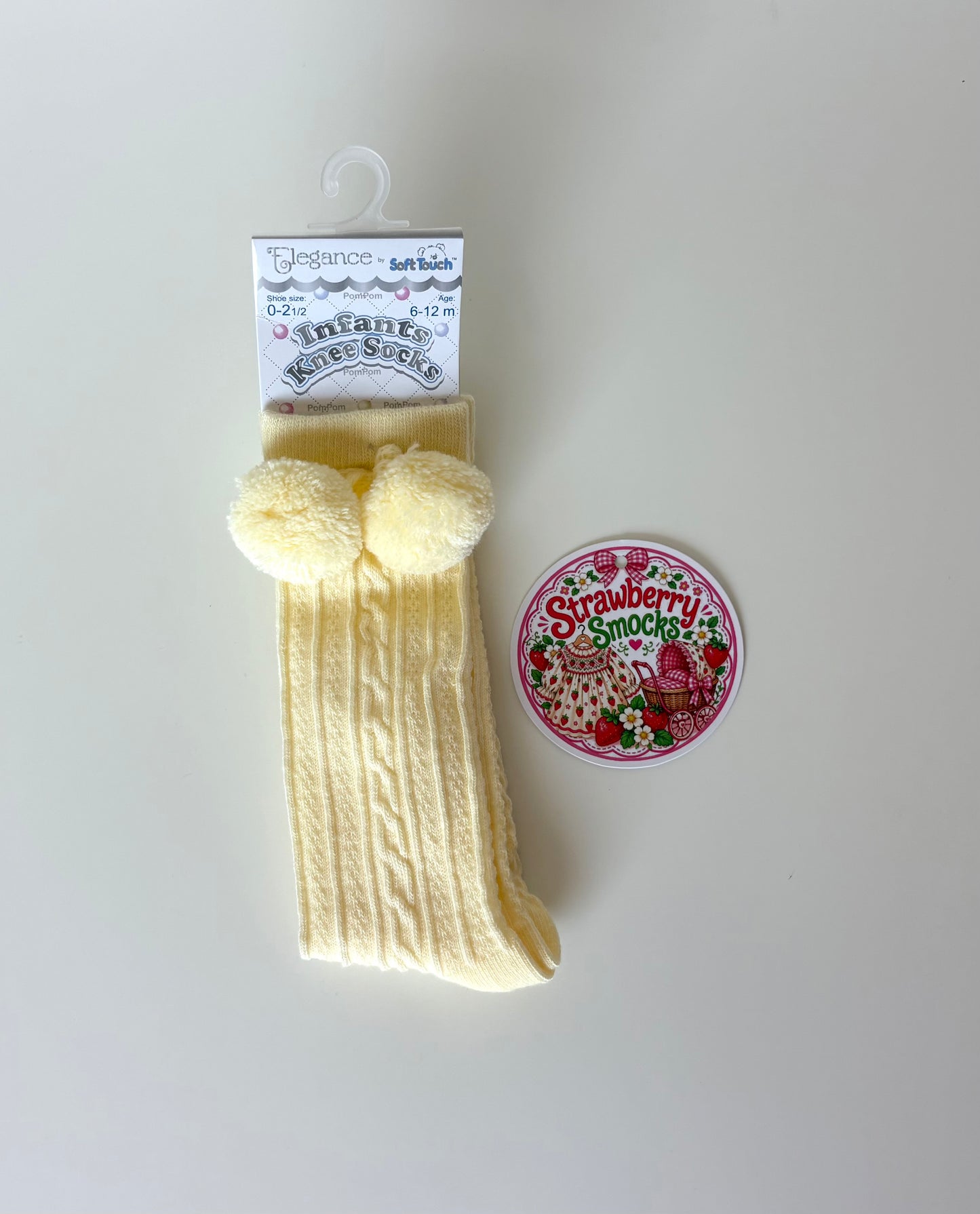 Soft Touch Knee Pom Socks - Lemon