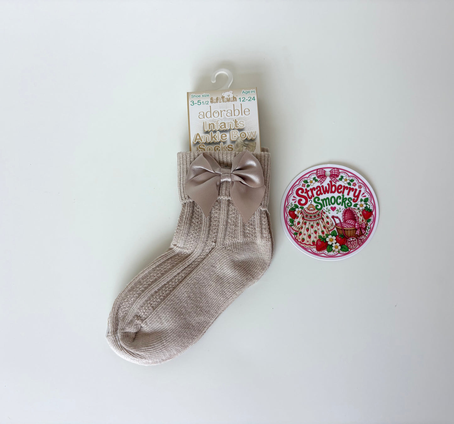 Soft Touch Ankle Bow Socks - Coffee