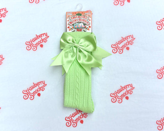 Soft Touch Knee Bow Socks - Mint IN STOCK CLEARANCE SALE!!