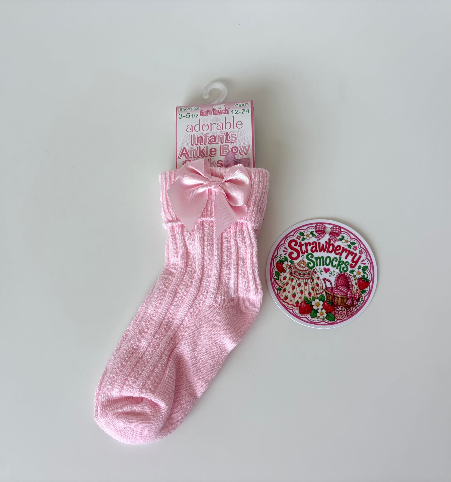 Soft Touch Ankle Bow Socks - Pink