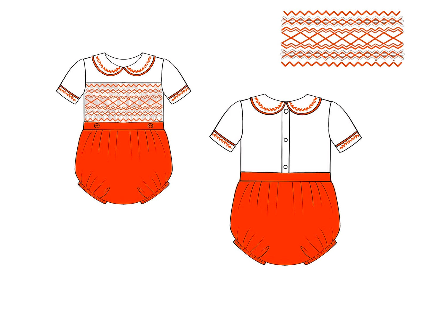 Orange Smock Romper Suit DEPOSIT ONLY DUE IN AUGUST