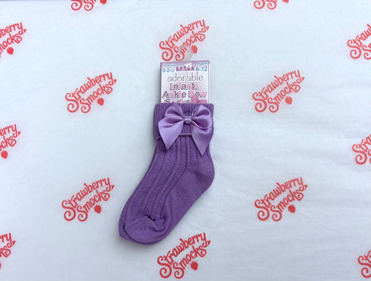 Soft Touch Ankle Bow Socks - Purple IN STOCK CLEARANCE SALE!!