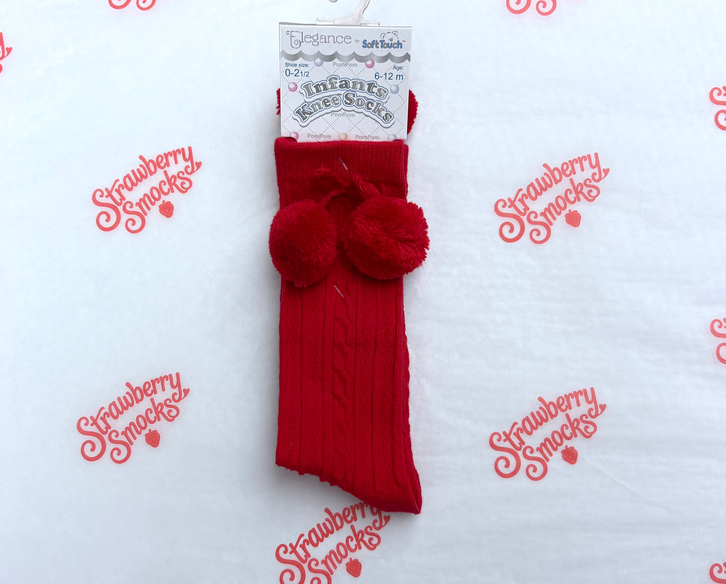 Soft Touch Knee Pom Socks - Red IN STOCK CLEARANCE SALE!! 50% OFF!!