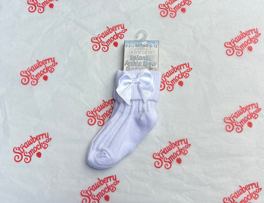Soft Touch Ankle Bow Socks - White IN STOCK CLEARANCE SALE!!