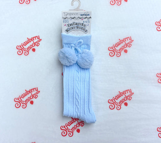 Soft Touch Knee Pom Socks - Blue IN STOCK CLEARANCE SALE!!