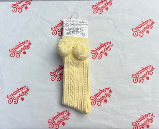 Soft Touch Knee Pom Socks - Lemon IN STOCK CLEARANCE SALE!!