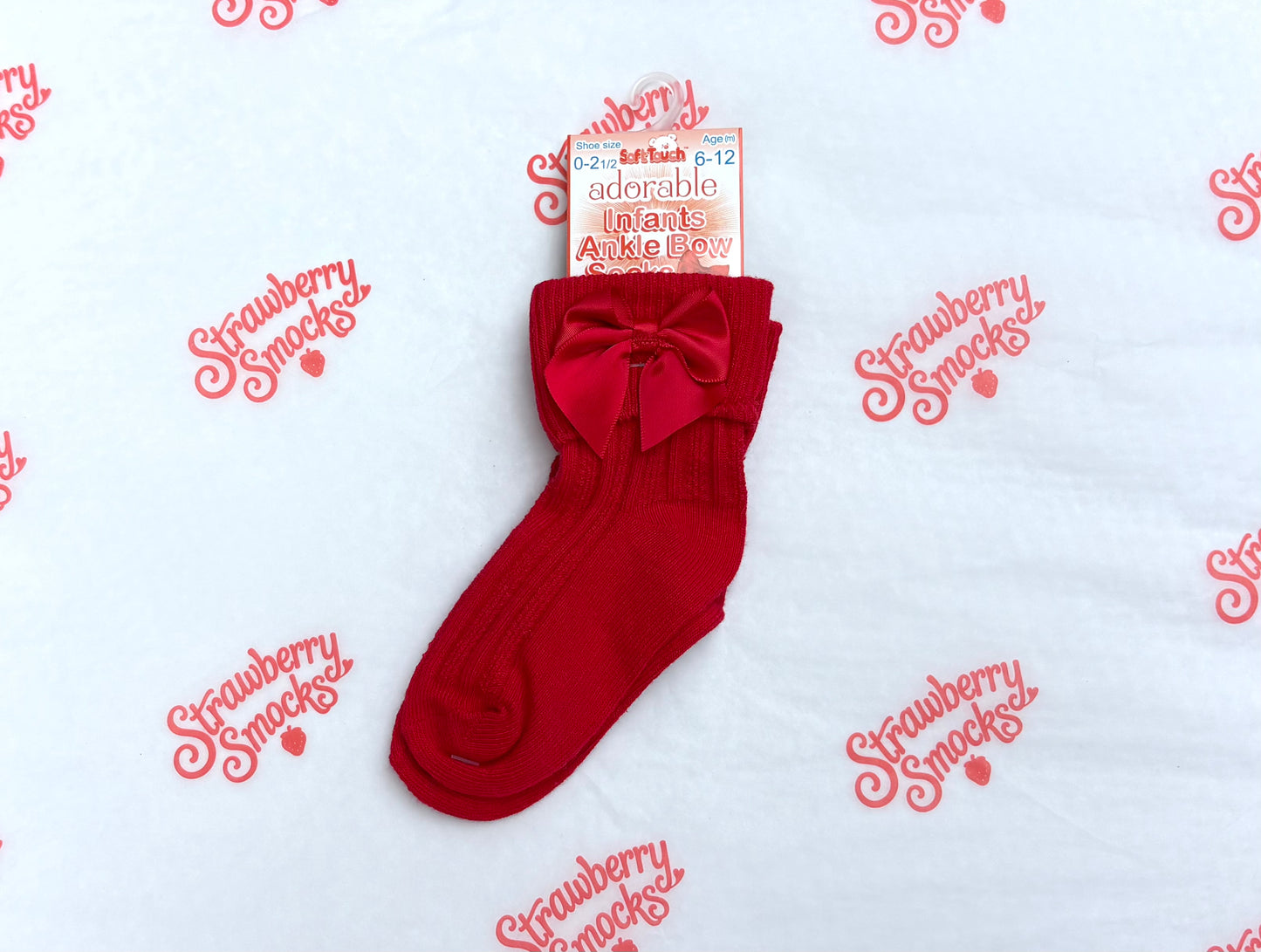 Soft Touch Ankle Bow Socks - Red IN STOCK CLEARANCE SALE!! 50% OFF!!