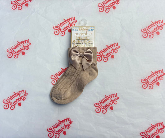 Soft Touch Ankle Bow Socks - Coffee IN STOCK CLEARANCE SALE!!