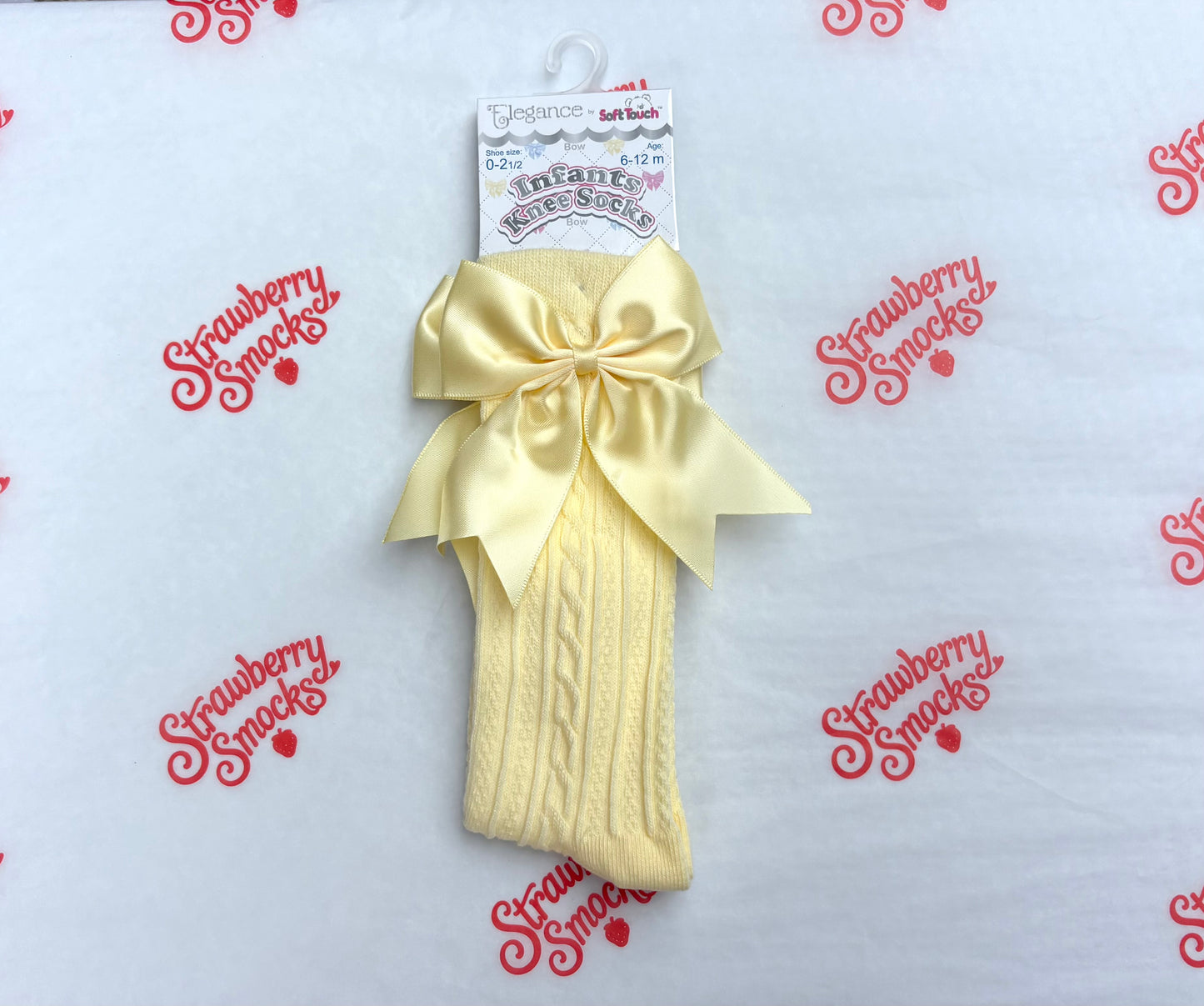 Soft Touch Knee Bow Socks - Lemon IN STOCK CLEARANCE SALE!! 50% OFF!!