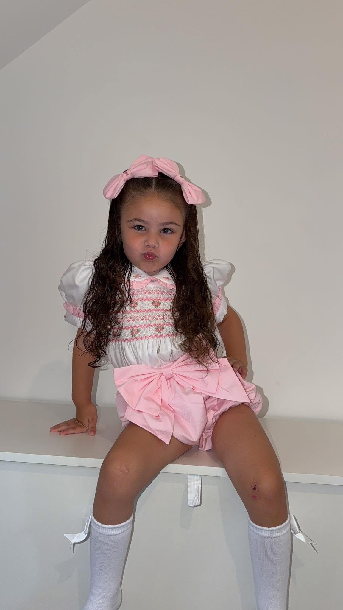 Girls Pink Flower Romper IN STOCK CLEARANCE SALE!! 50% OFF!!